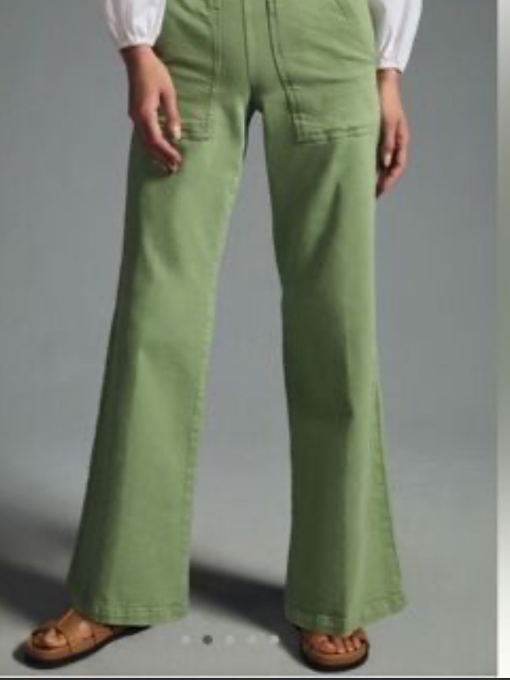 Pilcro Sage Green High-Rise Wide Leg Jeans